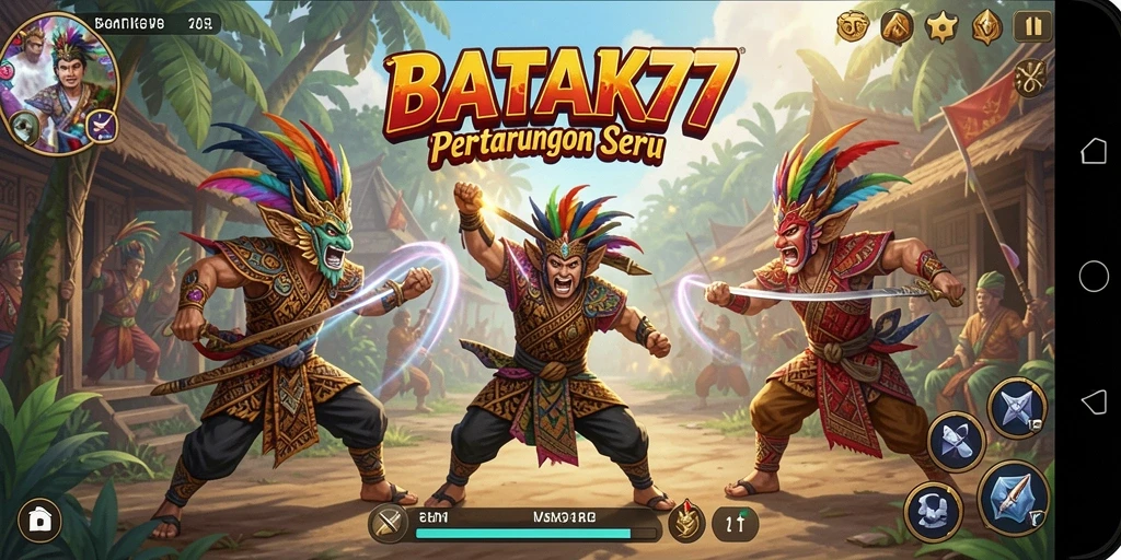 Tampilan gameplay seru dengan pertarungan dinamis di BATIK77.