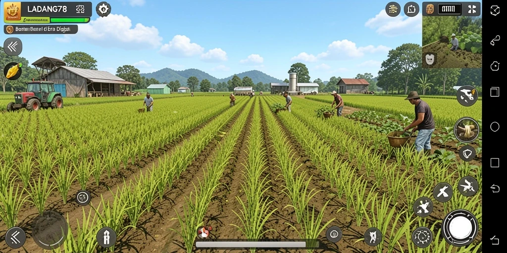 Tampilan gameplay seru LADANG78 dengan tradisi bertani.